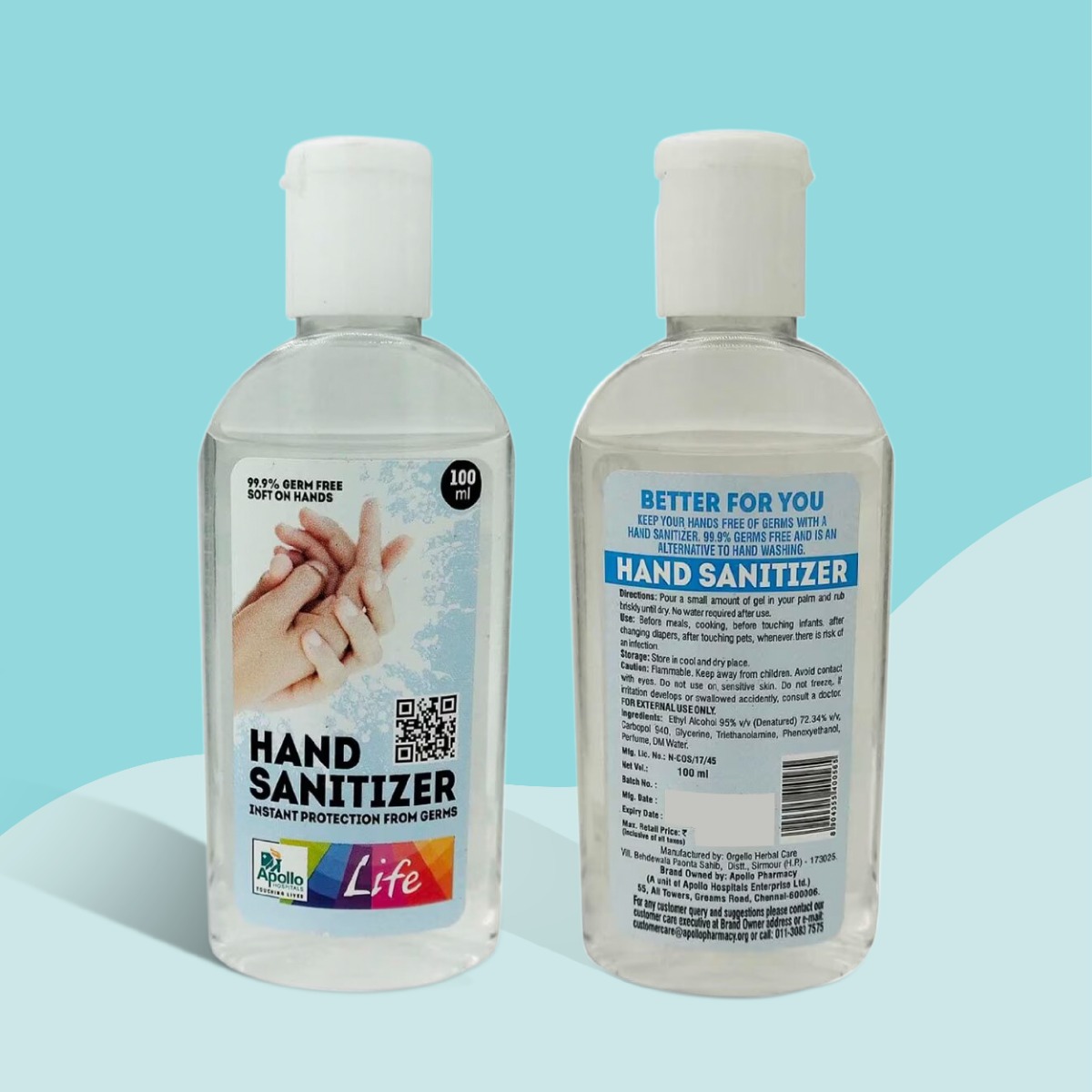 Apollo Life Hand Sanitizer, 300 ml (3x100 ml), Pack of 3 Apollo Life Hand Sanitizer, 300 ml (3x100 ml), Pack of 3