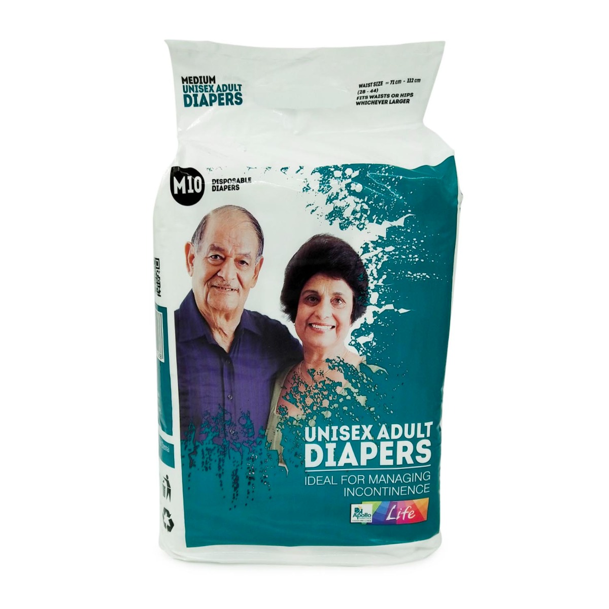 Apollo Life Unisex Adult Diapers Medium, 10 Count, Pack of 1 Apollo Life Unisex Adult Diapers Medium, 10 Count, Pack of 1