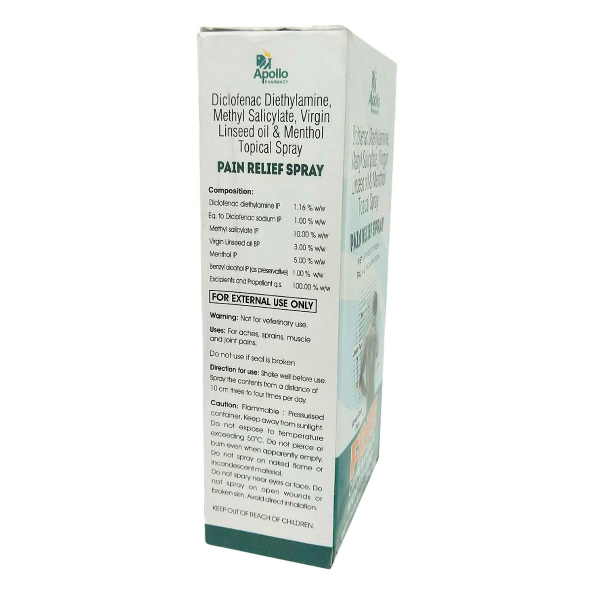 Apollo Pharmacy Pain Relief Spray with Free Crepe Bandage, 60 gm, Pack of 1 Apollo Pharmacy Pain Relief Spray with Free Crepe Bandage, 60 gm, Pack of 1