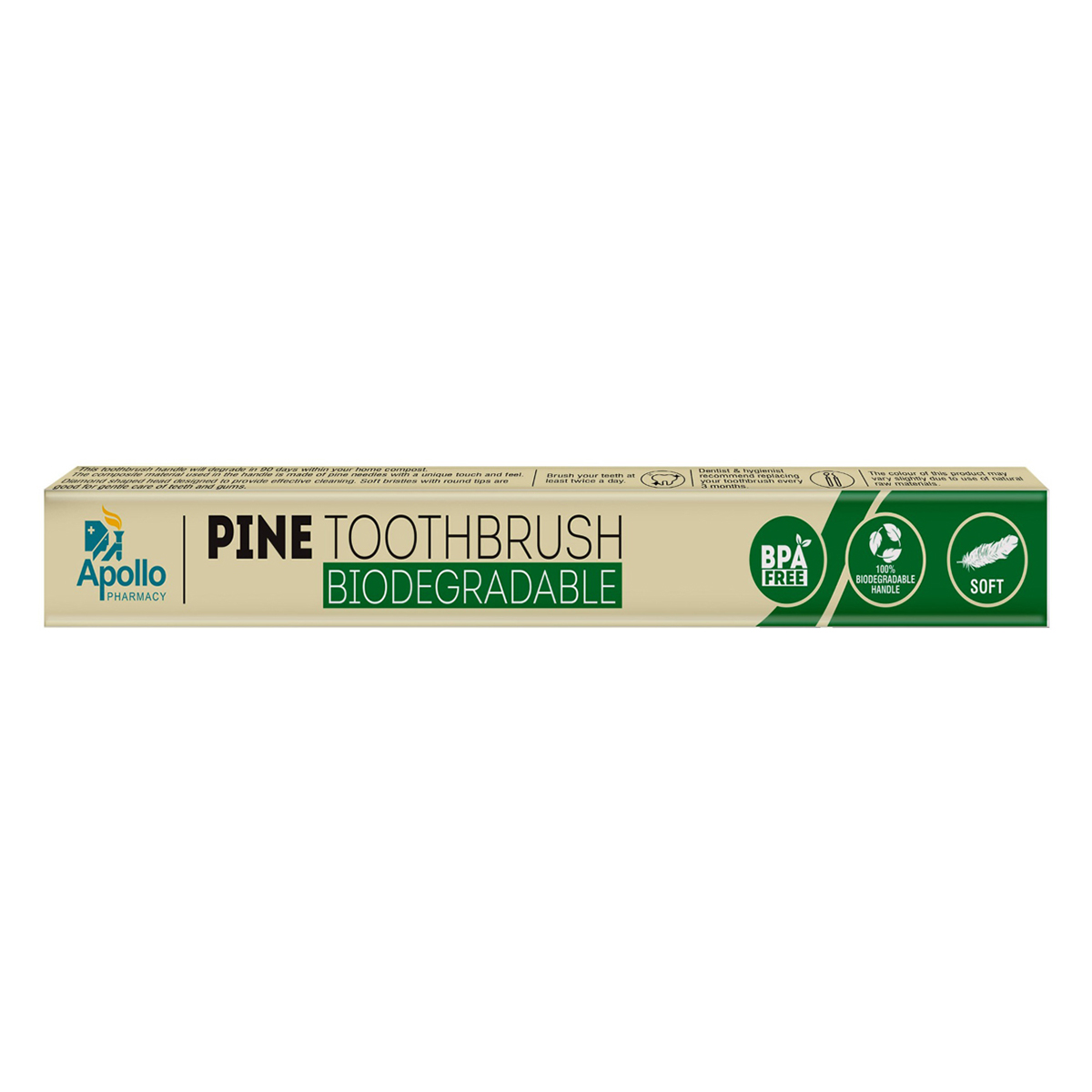 Apollo Pharmacy Pine Biodegradable Toothbrush, 1 Count, Pack of 1 Apollo Pharmacy Pine Biodegradable Toothbrush, 1 Count, Pack of 1