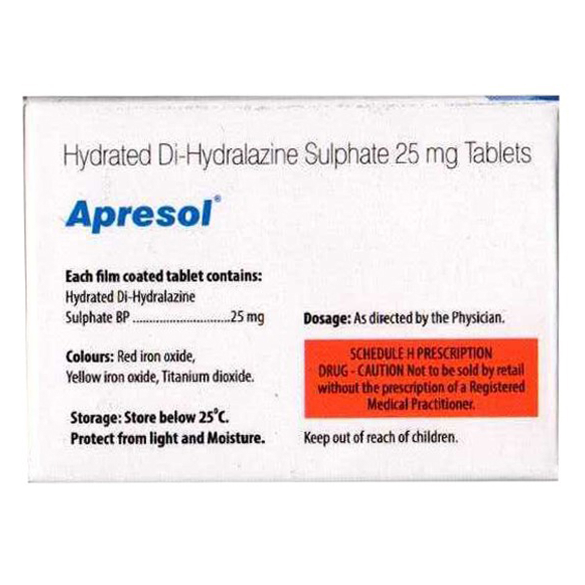 Apresol 25 Tablet 15's, Pack of 15 TABLETS Apresol 25 Tablet 15's, Pack of 15 TABLETS