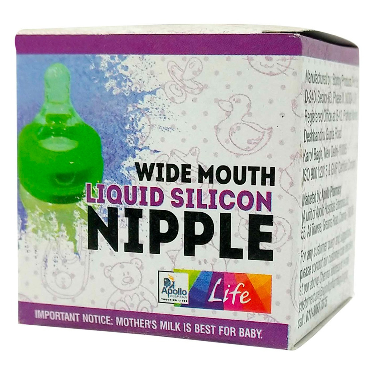 Apollo Life Wide Mouth Liquid Silicone Nipple, 1 Count, Pack of 1 Apollo Life Wide Mouth Liquid Silicone Nipple, 1 Count, Pack of 1