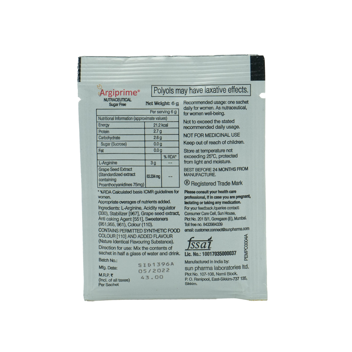 Argiprime Orange Sugar Free Sachet 6 gm, Pack of 1 Granules Argiprime Orange Sugar Free Sachet 6 gm, Pack of 1 Granules