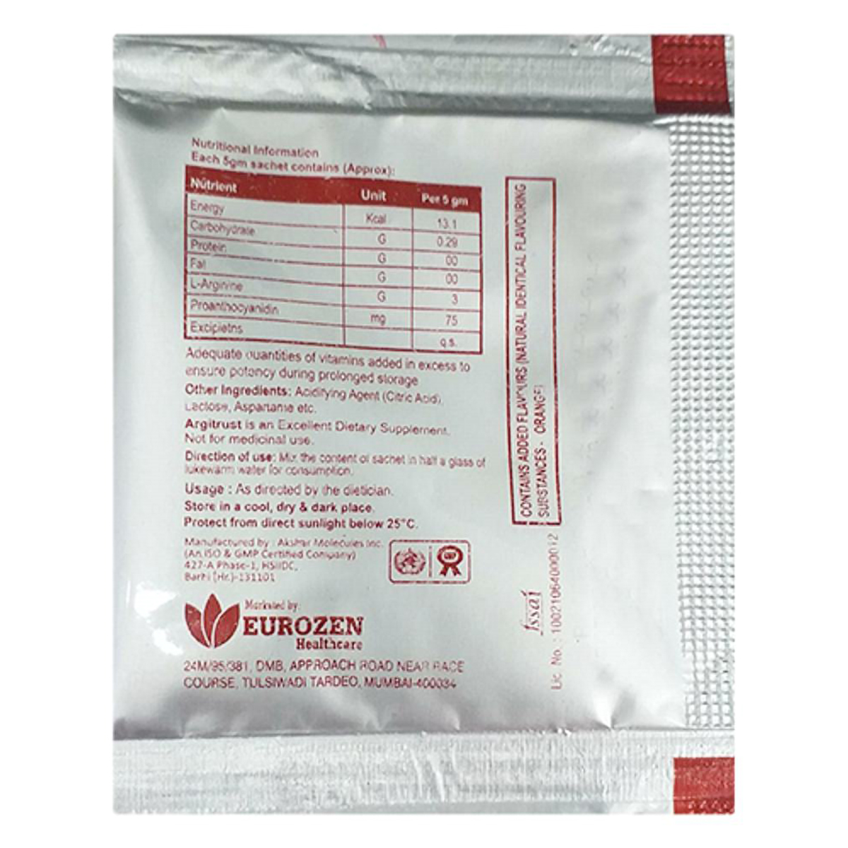 Argitrust Sugar Free Orange Flavour Granules 5 gm, Pack of 1 Granules Argitrust Sugar Free Orange Flavour Granules 5 gm, Pack of 1 Granules