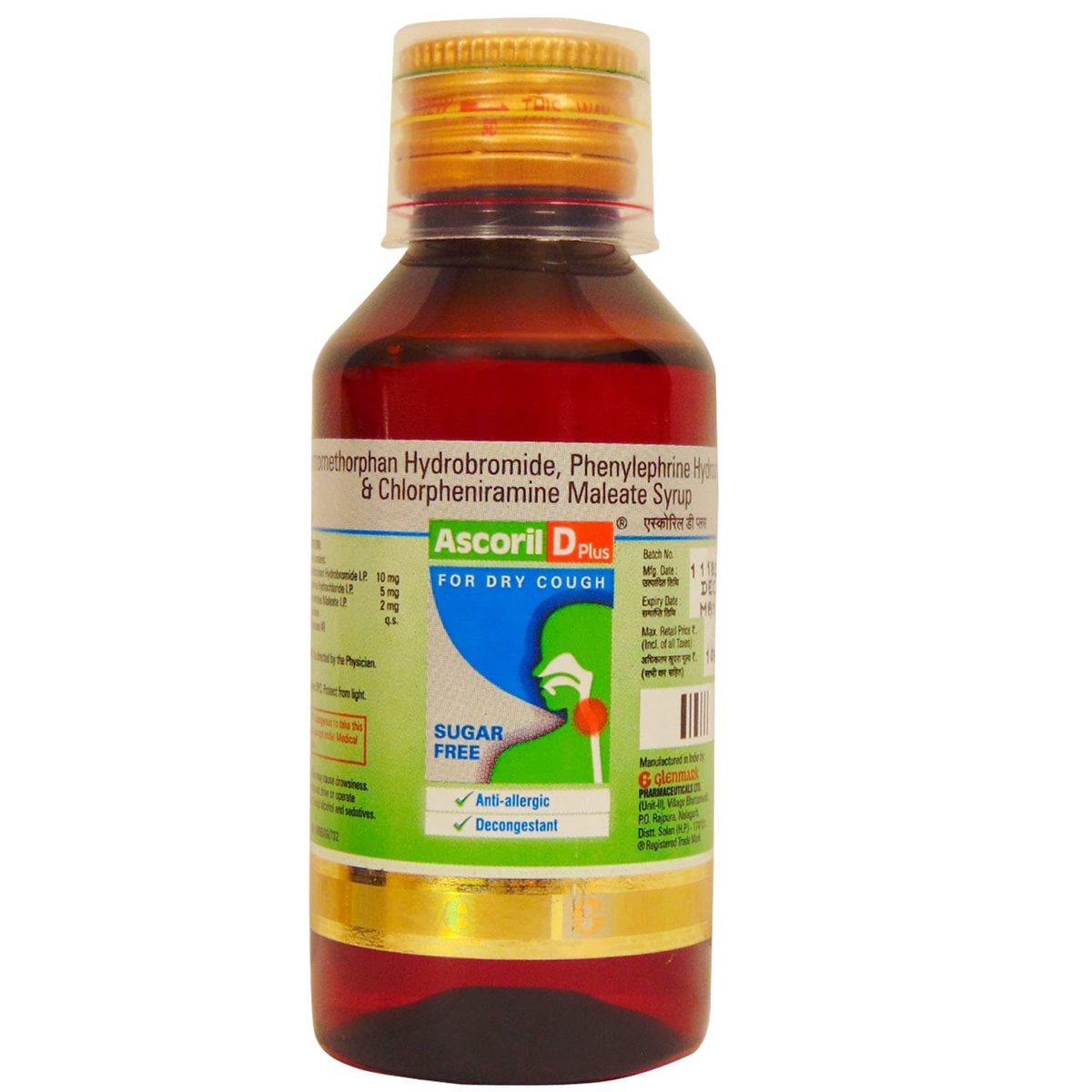 Buy Ascoril D Plus Sugar Free Syrup 100 ml Online