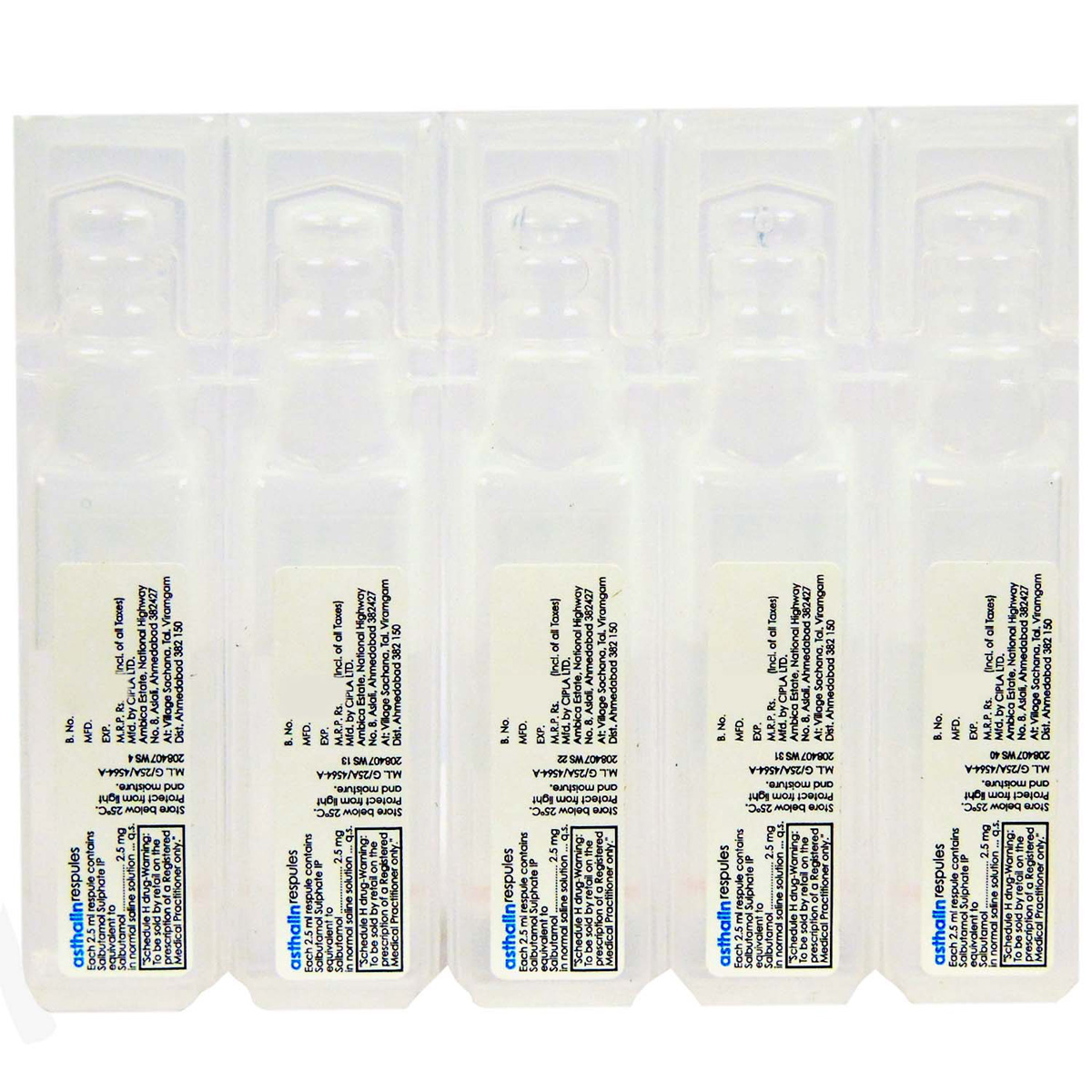 Asthalin Respules 5 x 2.5 ml, Pack of 5 RespulesS Asthalin Respules 5 x 2.5 ml, Pack of 5 RespulesS