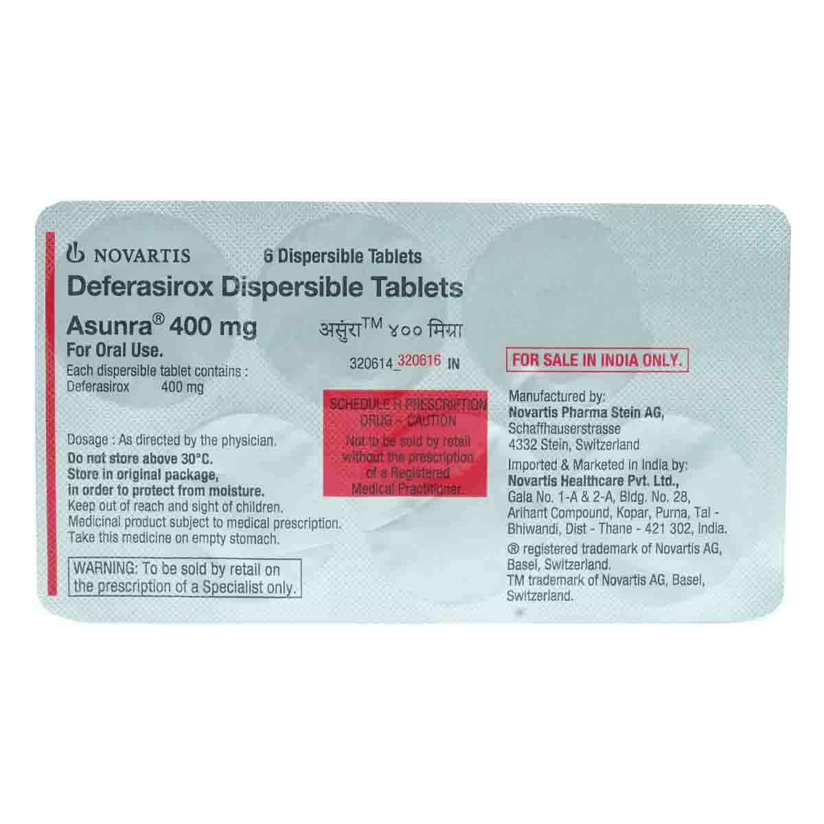 Asunra 400 mg Tablet 6's, Pack of 6 TABLETS Asunra 400 mg Tablet 6's, Pack of 6 TABLETS