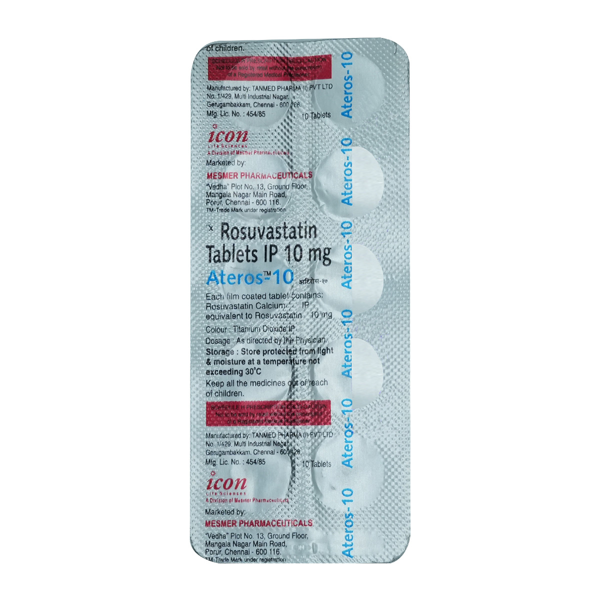 Ateros-10 Tablet 10's, Pack of 10 TabletS Ateros-10 Tablet 10's, Pack of 10 TabletS