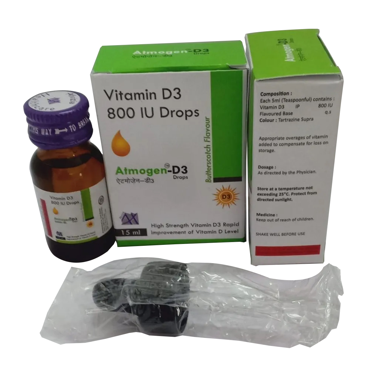 Atmogen-D3 800 Butterscotch Drops 15 ml, Pack of 1 Atmogen-D3 800 Butterscotch Drops 15 ml, Pack of 1