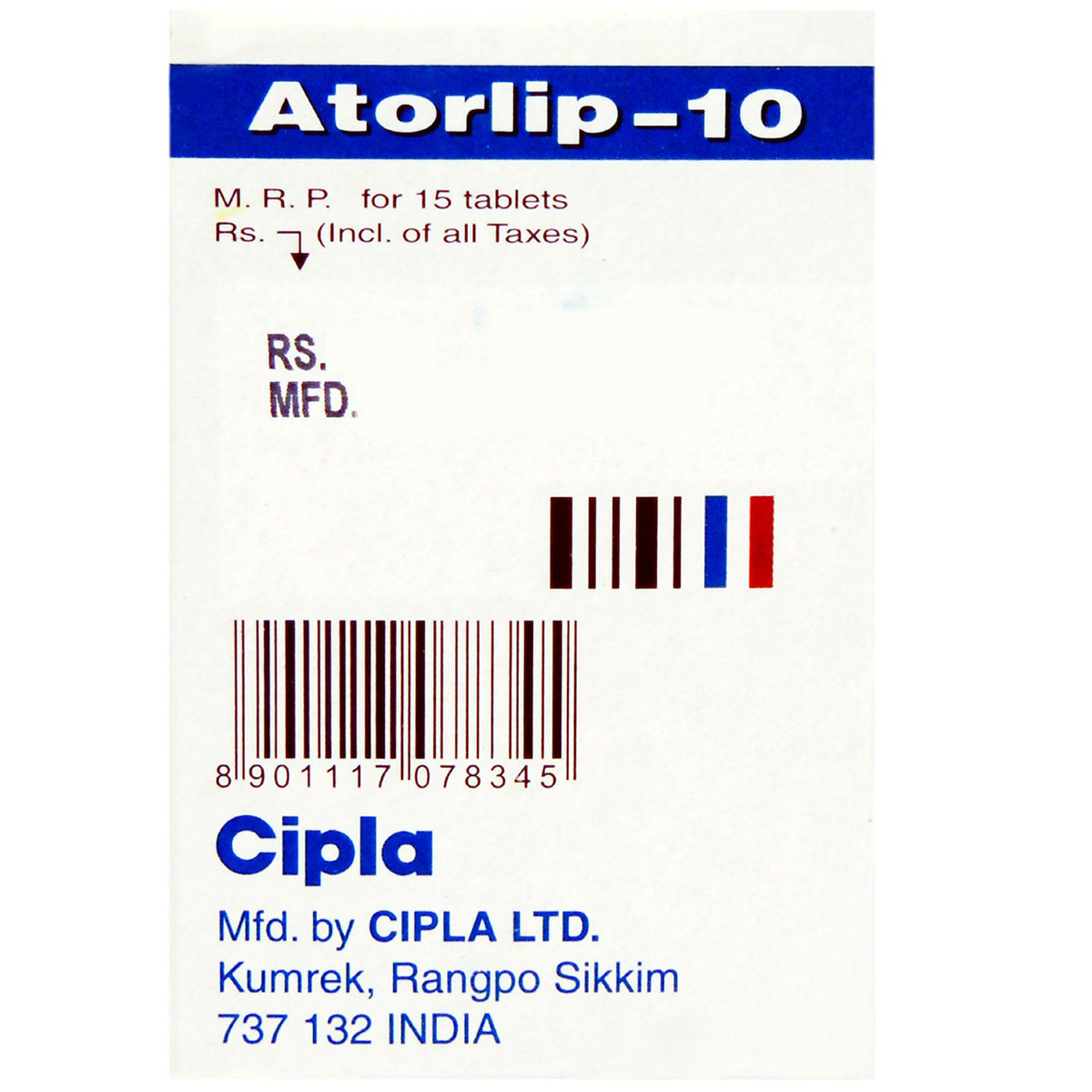 Atorlip 10 Tablet 15's, Pack of 15 TABLETS Atorlip 10 Tablet 15's, Pack of 15 TABLETS