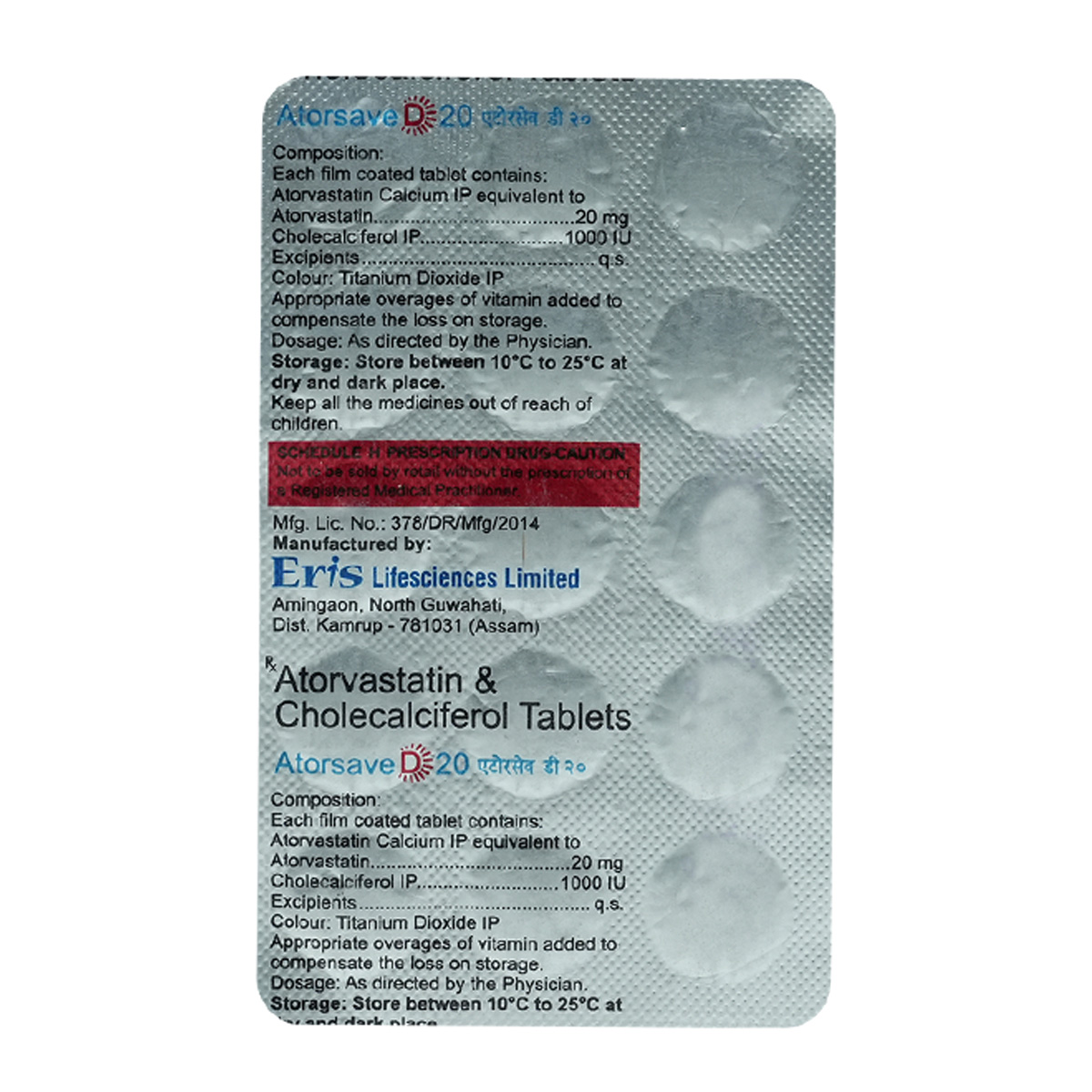 Buy Atorsave D 20 Tablet 15's Online