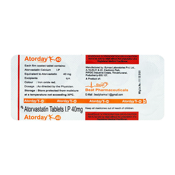Atorday 40 Tablet 10's, Pack of 10 TABLETS Atorday 40 Tablet 10's, Pack of 10 TABLETS