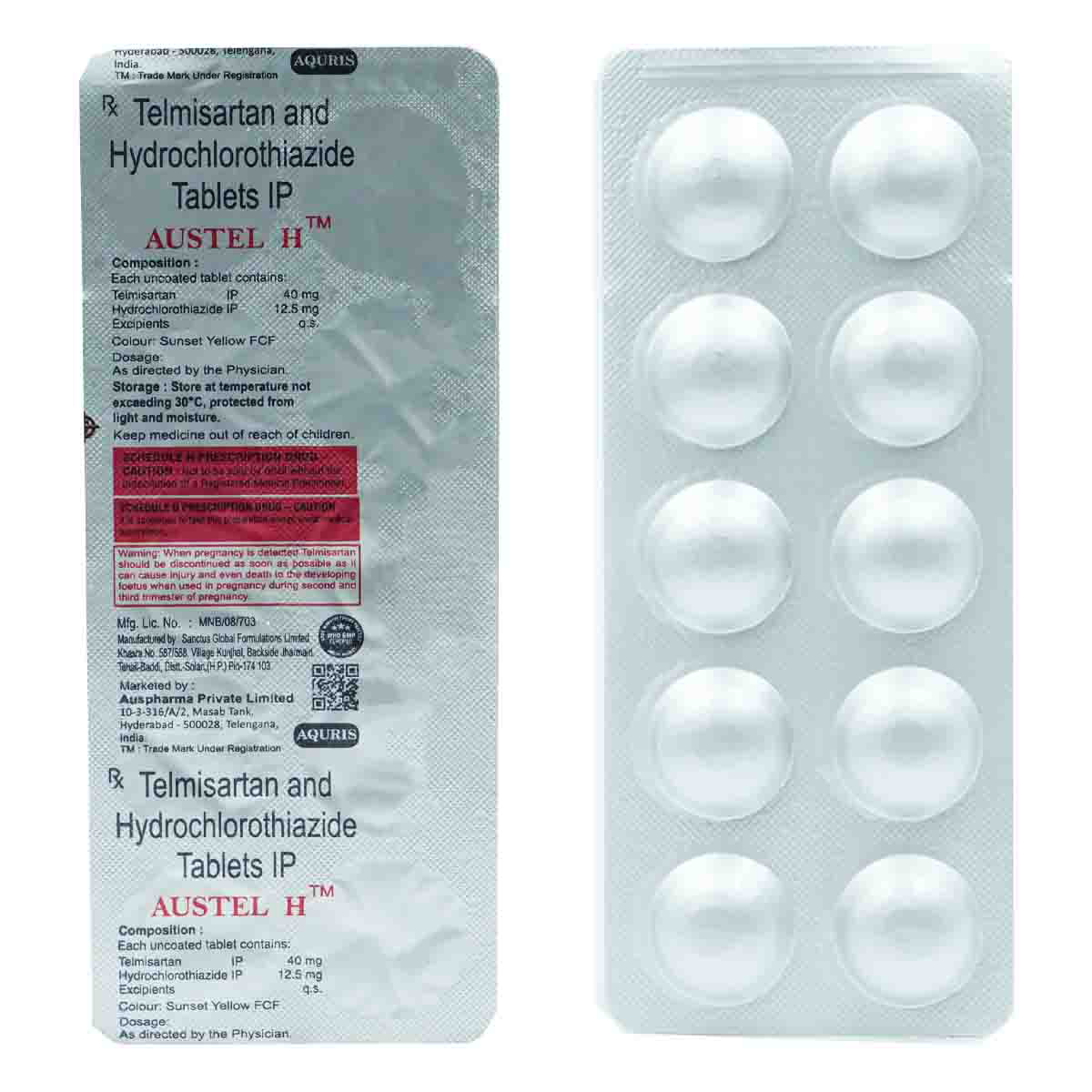 Austel H 40/12.5 Tablet 10's, Pack of 10 TABLETS Austel H 40/12.5 Tablet 10's, Pack of 10 TABLETS