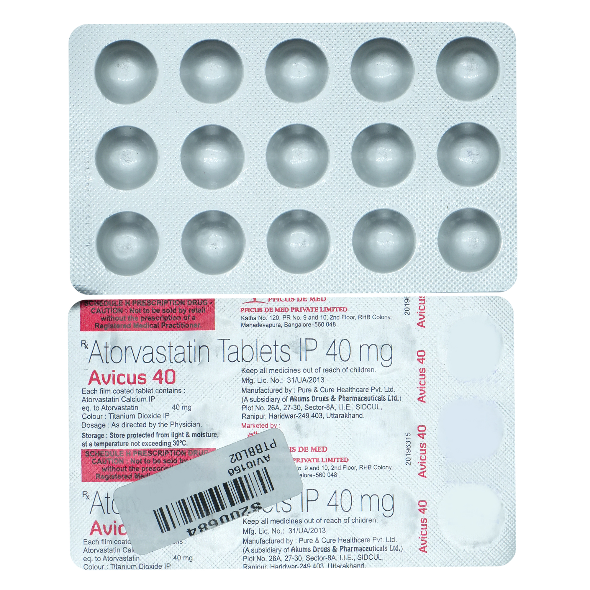 Avicus 40 mg Tablet 15's, Pack of 15 TabletS Avicus 40 mg Tablet 15's, Pack of 15 TabletS