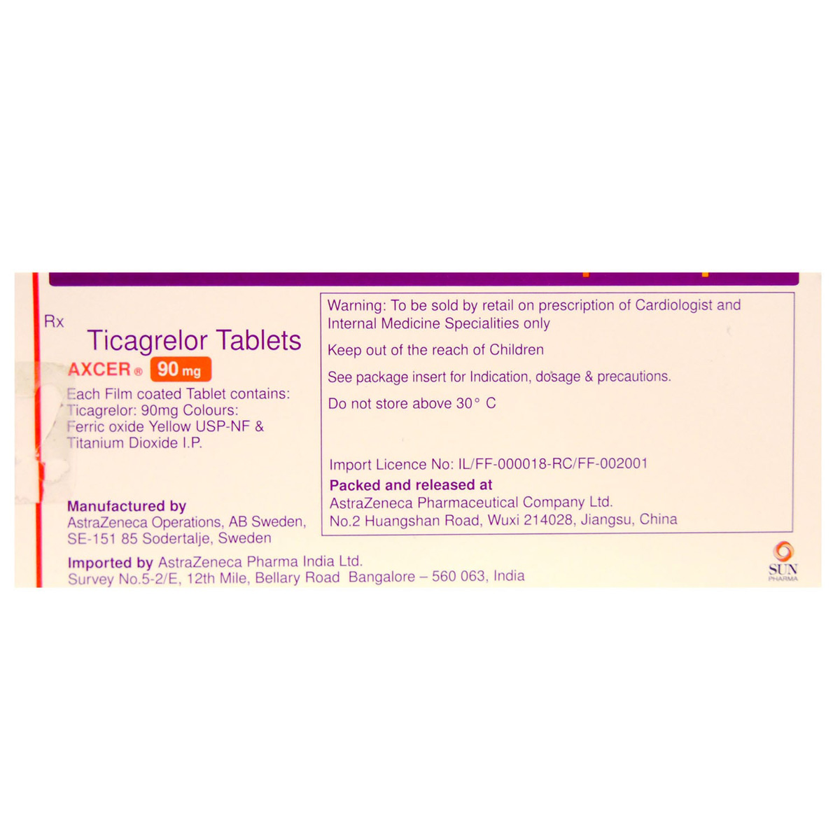 Axcer 90 mg Tablet 14's, Pack of 14 TABLETS Axcer 90 mg Tablet 14's, Pack of 14 TABLETS