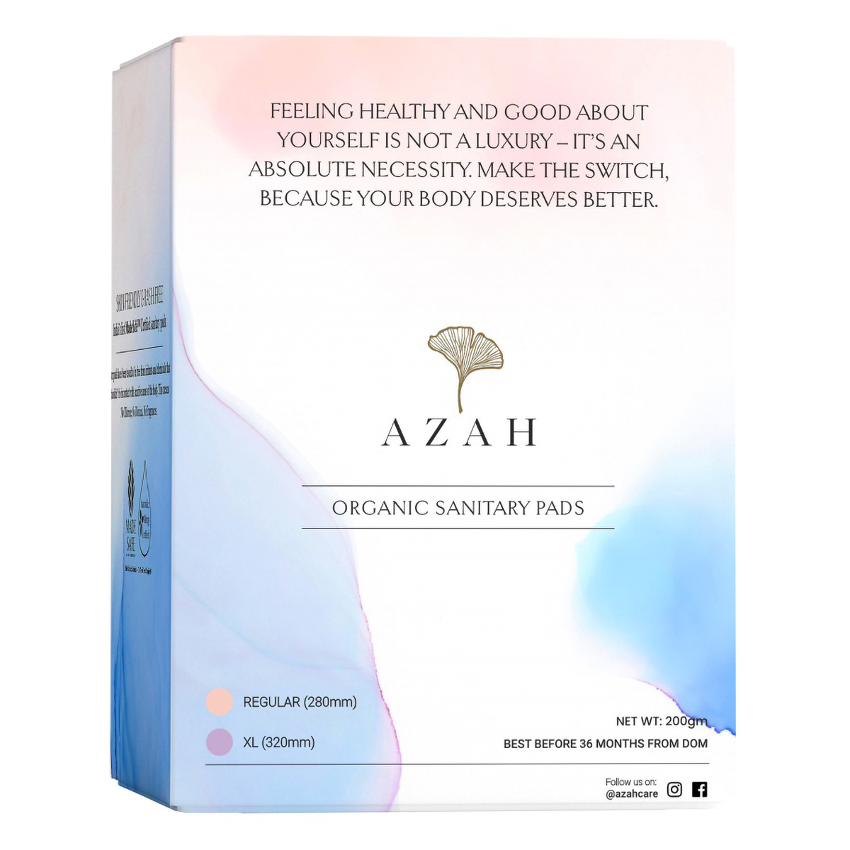 Azah Organic Sanitary Pads Regular, 8 Count, Pack of 1 Azah Organic Sanitary Pads Regular, 8 Count, Pack of 1
