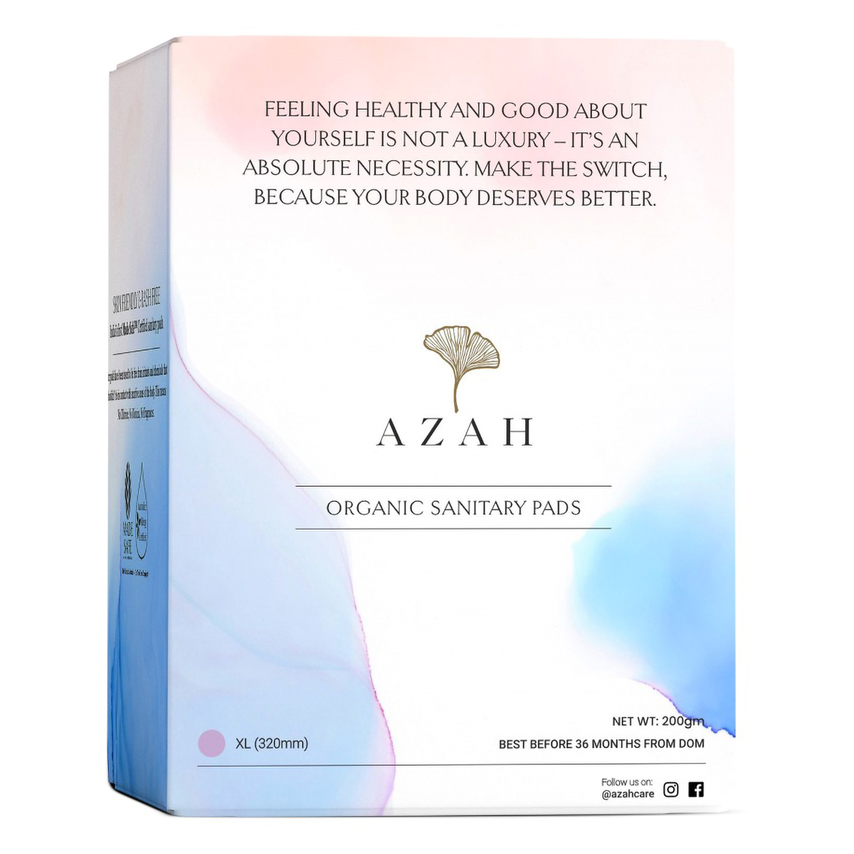 Azah Organic Sanitary Pads XL, 8 Count, Pack of 1 Azah Organic Sanitary Pads XL, 8 Count, Pack of 1