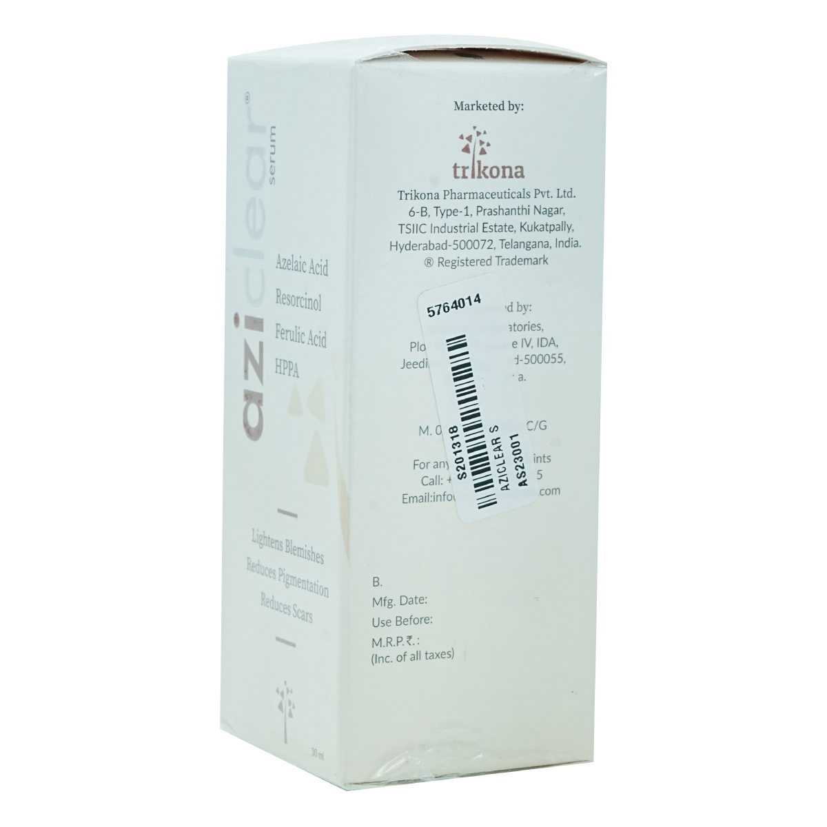 Aziclear Serum 30 ml | Azelic Acid, Ferulic Acid, Resorcinol, HPPA | Reduces Pigmentation & Scars | Lightens Blemishes, Pack of 1 Aziclear Serum 30 ml | Azelic Acid, Ferulic Acid, Resorcinol, HPPA | Reduces Pigmentation & Scars | Lightens Blemishes, Pack of 1