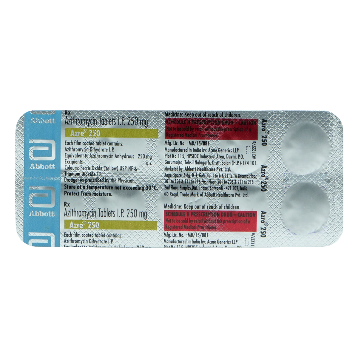 Azro 250 mg Tablet 10's, Pack of 10 TabletS Azro 250 mg Tablet 10's, Pack of 10 TabletS
