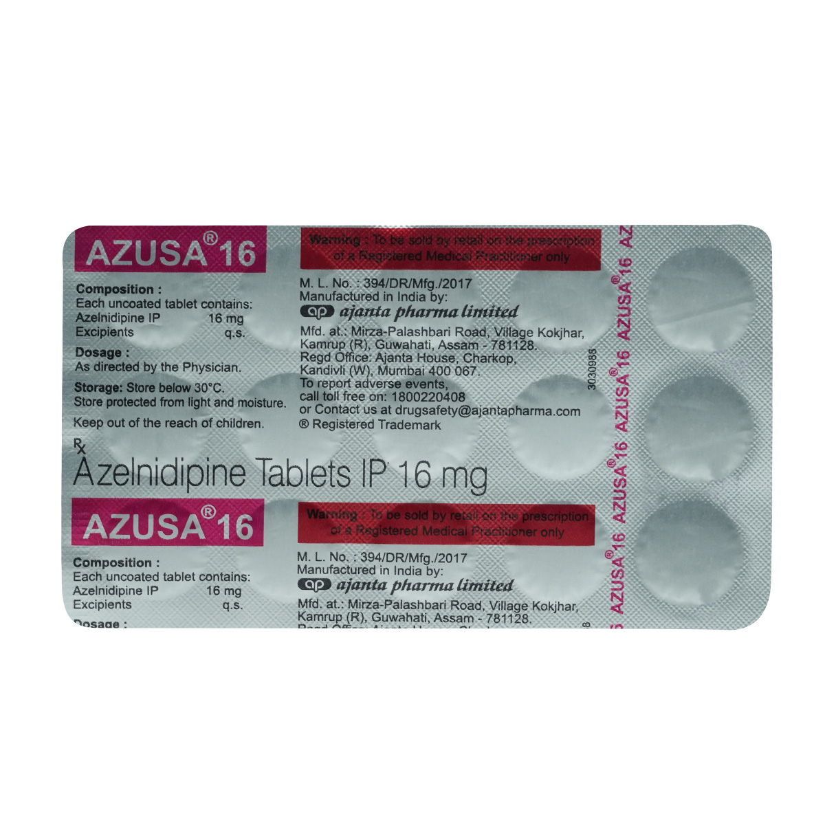 Azusa 16 mg Tablet 15's, Pack of 15 TABLETS Azusa 16 mg Tablet 15's, Pack of 15 TABLETS