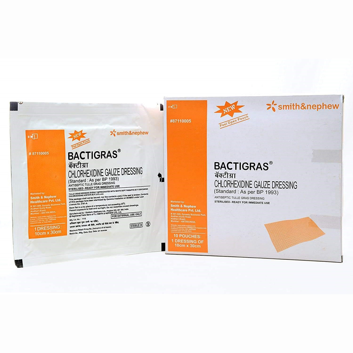 Bactigras Dressing, 10cm x 30cm, Pack of 1 Bactigras Dressing, 10cm x 30cm, Pack of 1