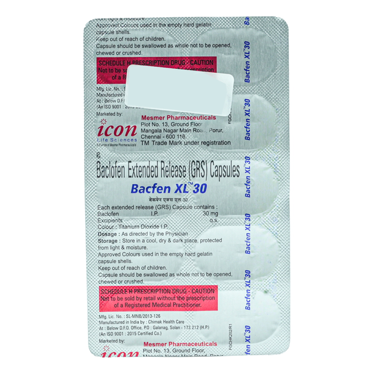 Bacfen XL 30 Capsule 10's, Pack of 10 CAPSULES Bacfen XL 30 Capsule 10's, Pack of 10 CAPSULES