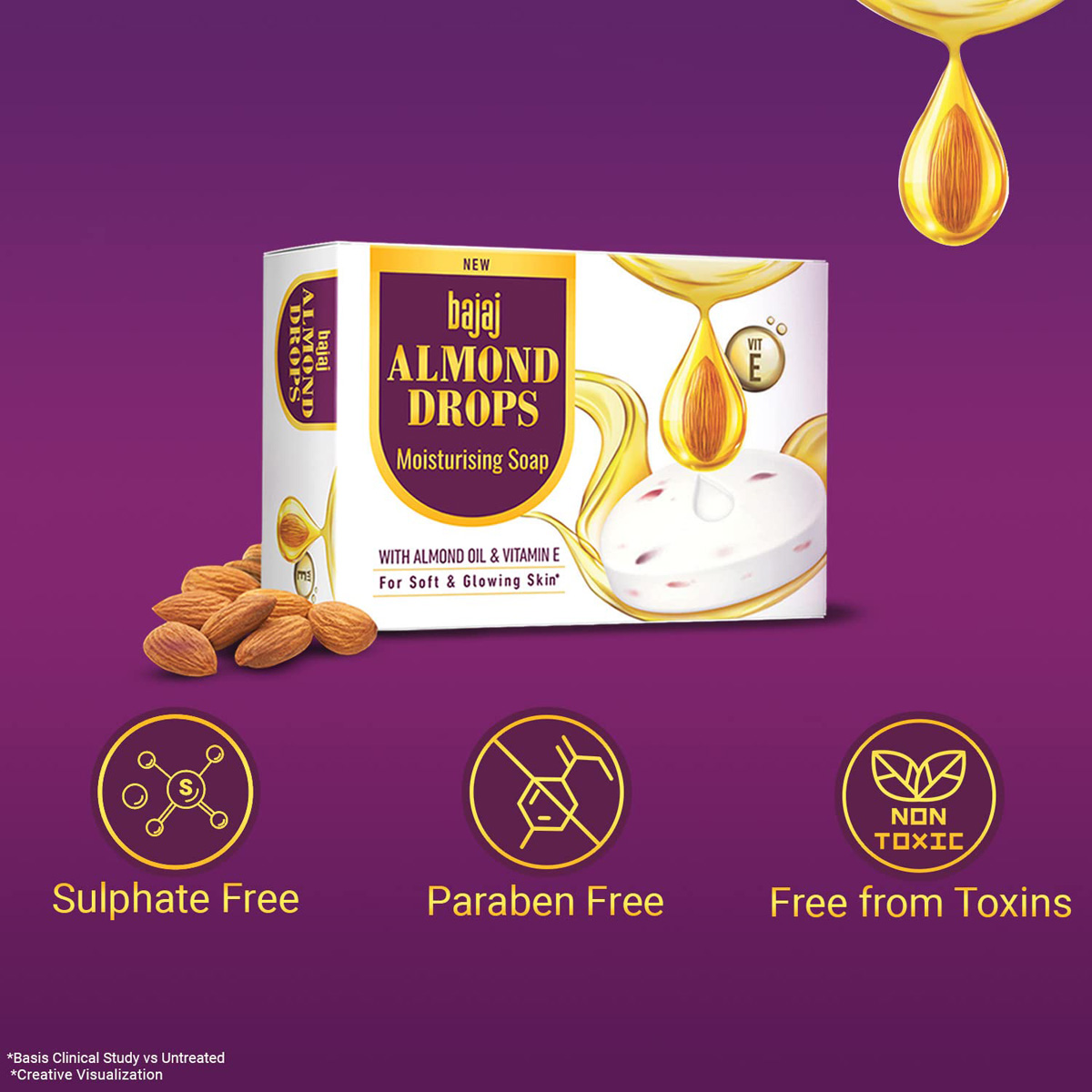 Bajaj Almond Drops Moisturising Soap 100 gm | With Almons Oil & Vitamin E | For Soft & Glowing Skin, Pack of 1 Bajaj Almond Drops Moisturising Soap 100 gm | With Almons Oil & Vitamin E | For Soft & Glowing Skin, Pack of 1