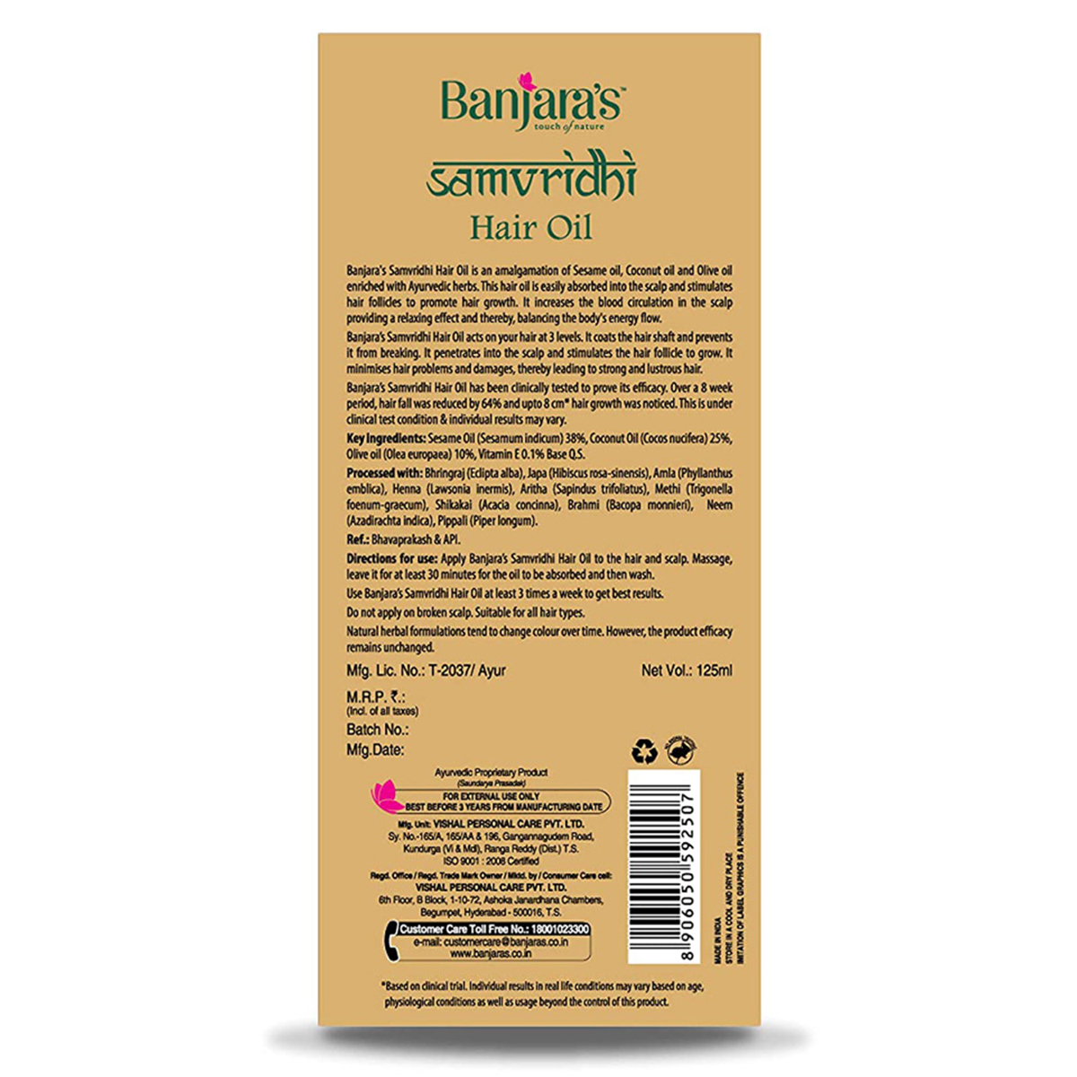 Banjaras Samvridhi Hair Oil, 125 ml, Pack of 1 Banjaras Samvridhi Hair Oil, 125 ml, Pack of 1