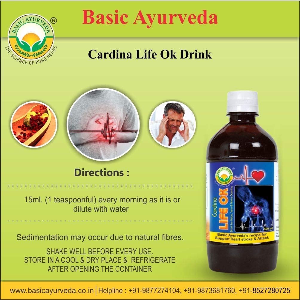 Basic Ayurveda Cardina Life Ok Drink, 500 ml, Pack of 1 Basic Ayurveda Cardina Life Ok Drink, 500 ml, Pack of 1