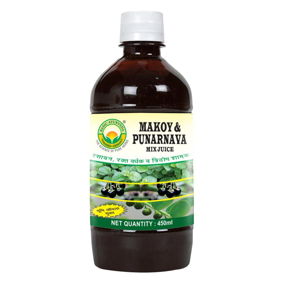 Basic Ayurveda Makoy & Punarnava Mix Juice, 450 ml, Pack of 1 Basic Ayurveda Makoy & Punarnava Mix Juice, 450 ml, Pack of 1
