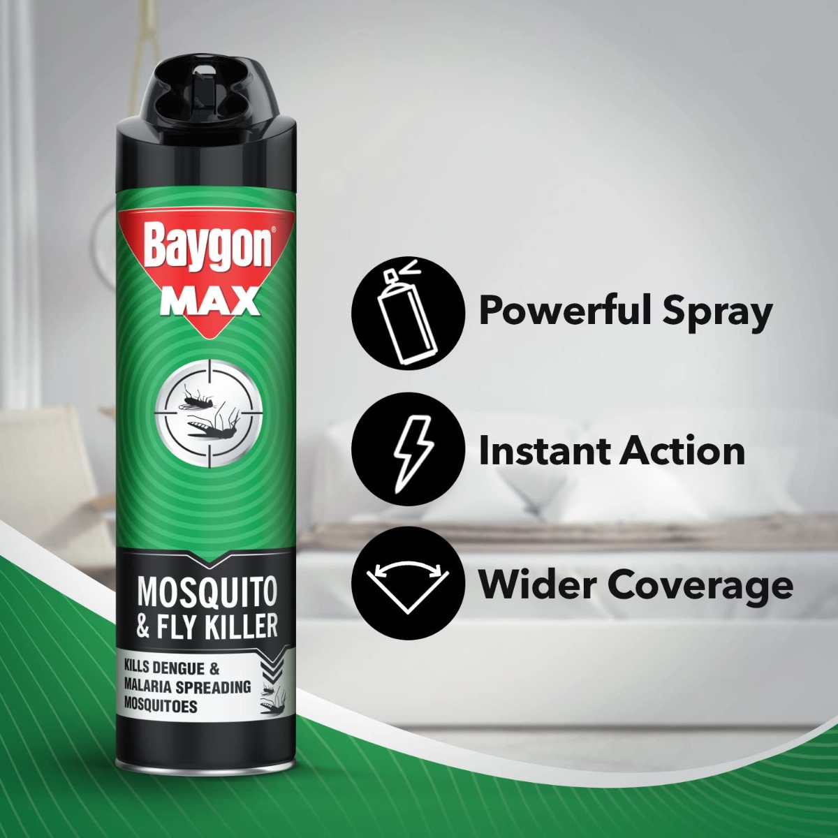 Baygon Max Mosquito & Fly Killer Spray, 400 ml Baygon Max Mosquito & Fly Killer Spray, 400 ml