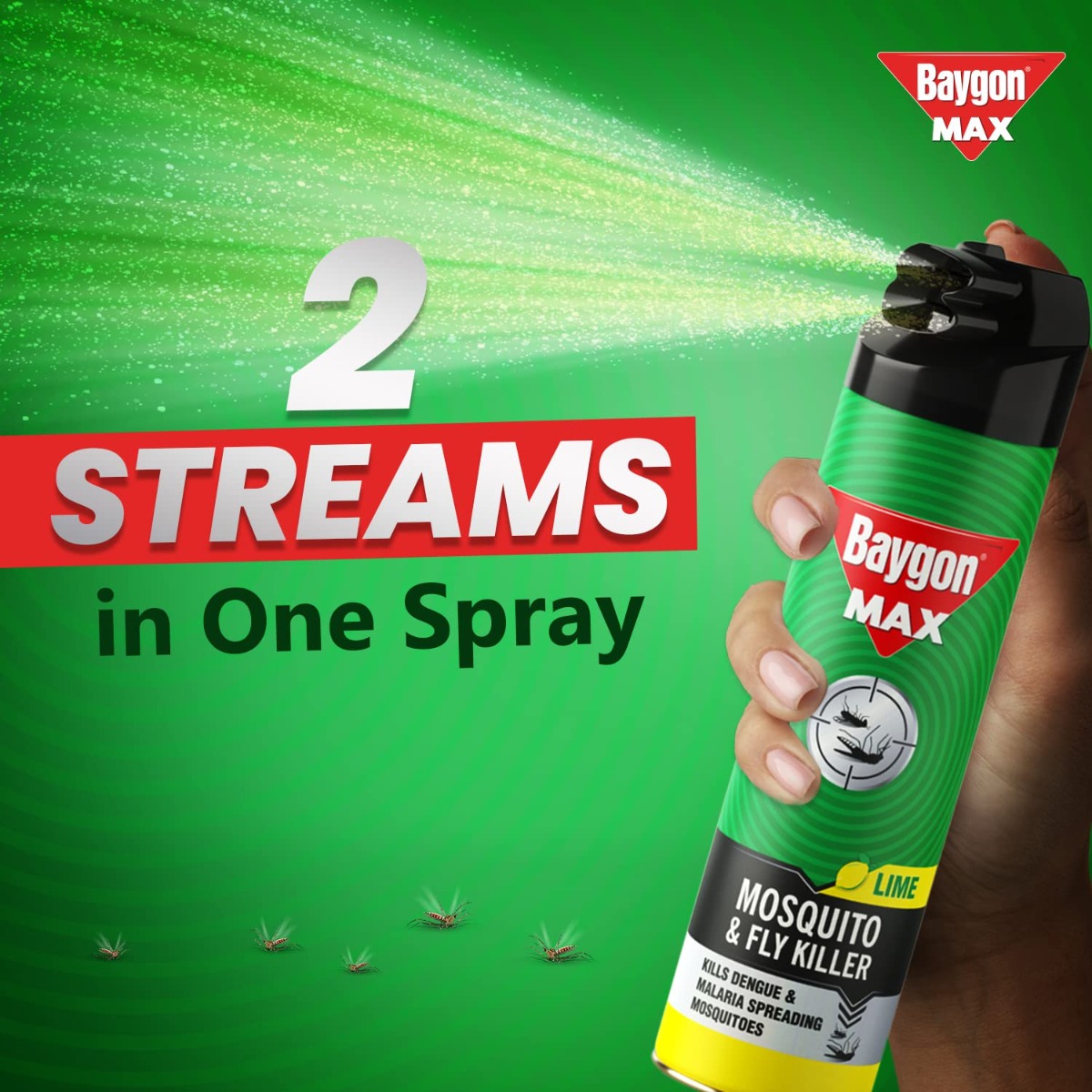 Baygon Max Lime Mosquito & Fly Killer Spray, 400 ml Baygon Max Lime Mosquito & Fly Killer Spray, 400 ml