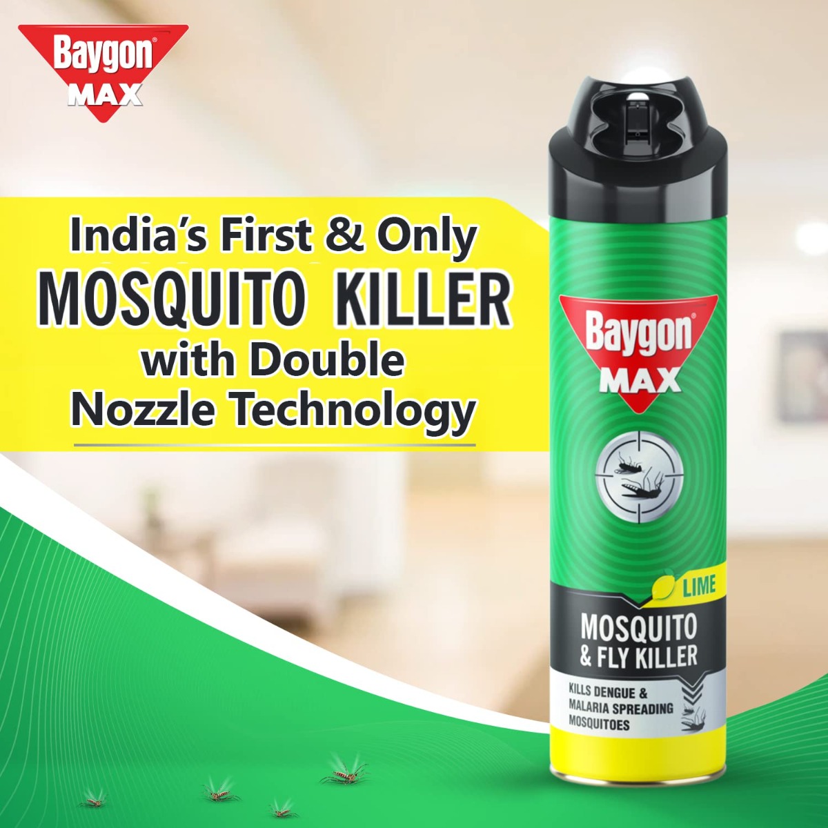 Baygon Max Lime Mosquito & Fly Killer Spray, 400 ml Baygon Max Lime Mosquito & Fly Killer Spray, 400 ml