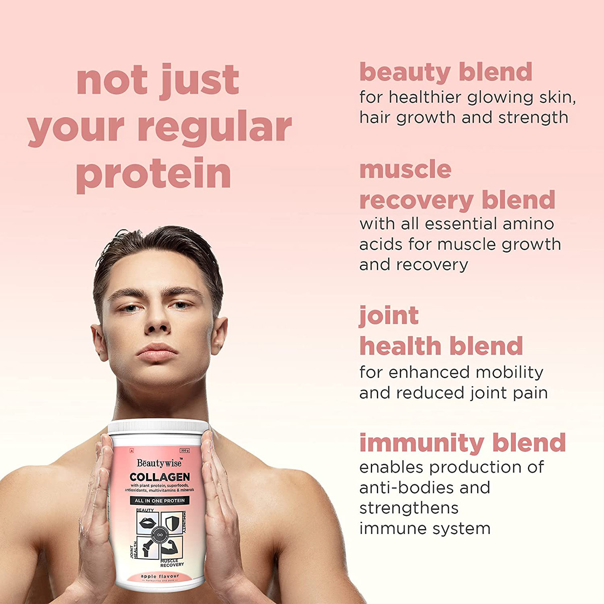 Beautywise Collagen All In One Protein Apple Flavour Powder, 200 gm, Pack of 1 Beautywise Collagen All In One Protein Apple Flavour Powder, 200 gm, Pack of 1