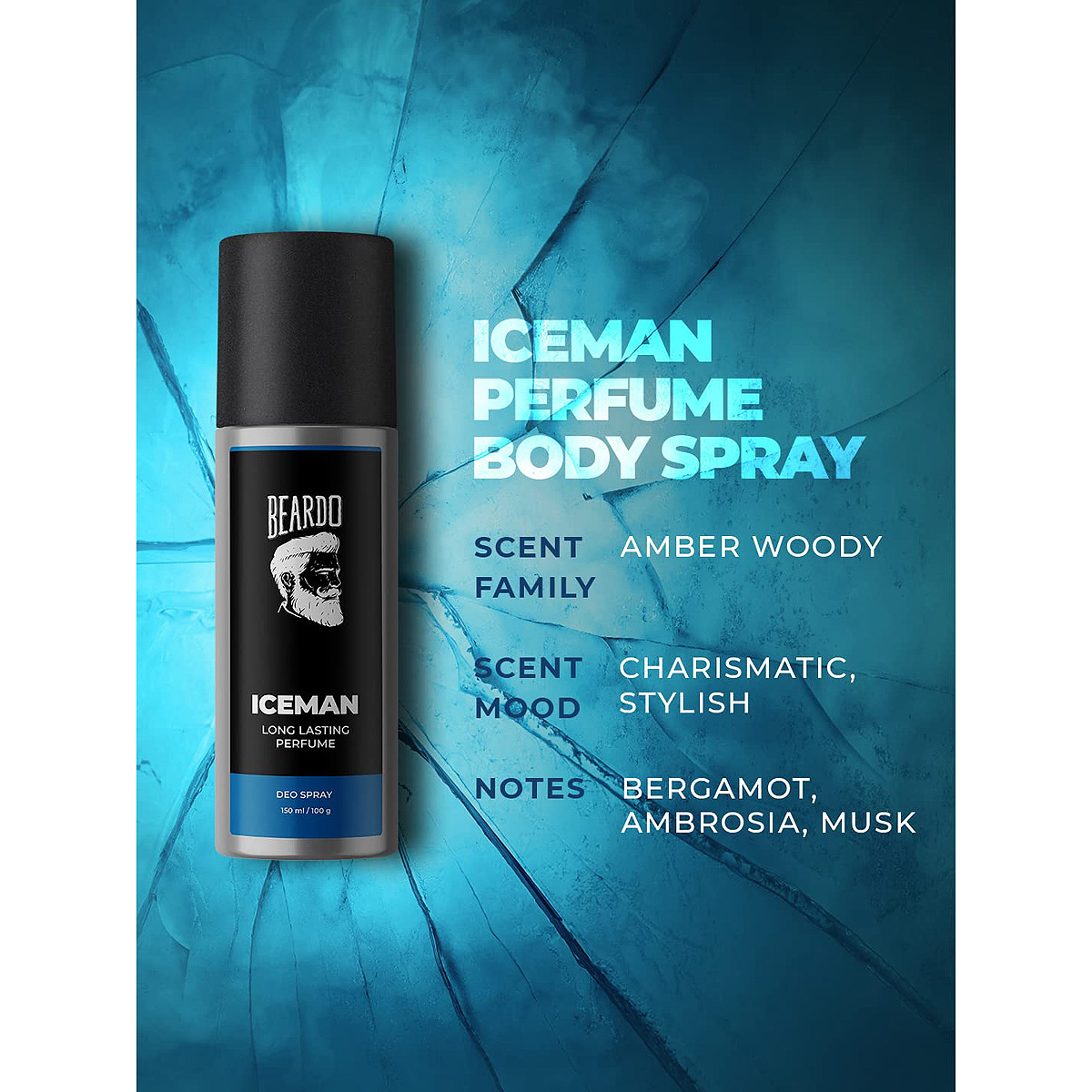 Beardo Iceman Long Lasting Perfume Deo Spray, 150 ml, Pack of 1 Beardo Iceman Long Lasting Perfume Deo Spray, 150 ml, Pack of 1