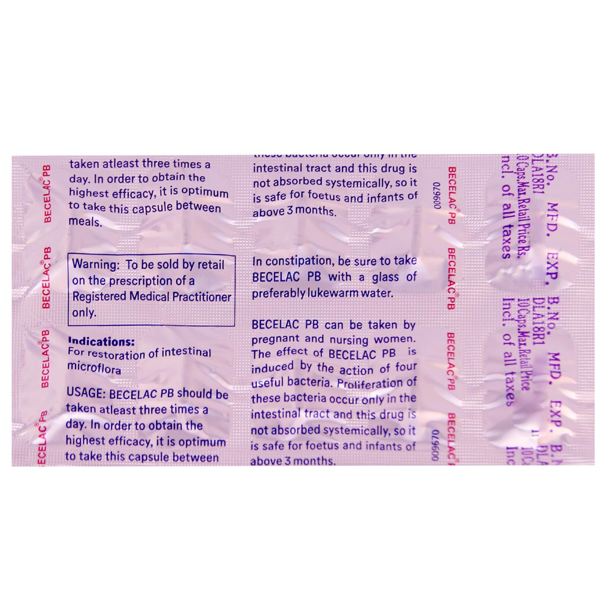 Becelac PB Capsule 10's, Pack of 10 CapsuleS Becelac PB Capsule 10's, Pack of 10 CapsuleS