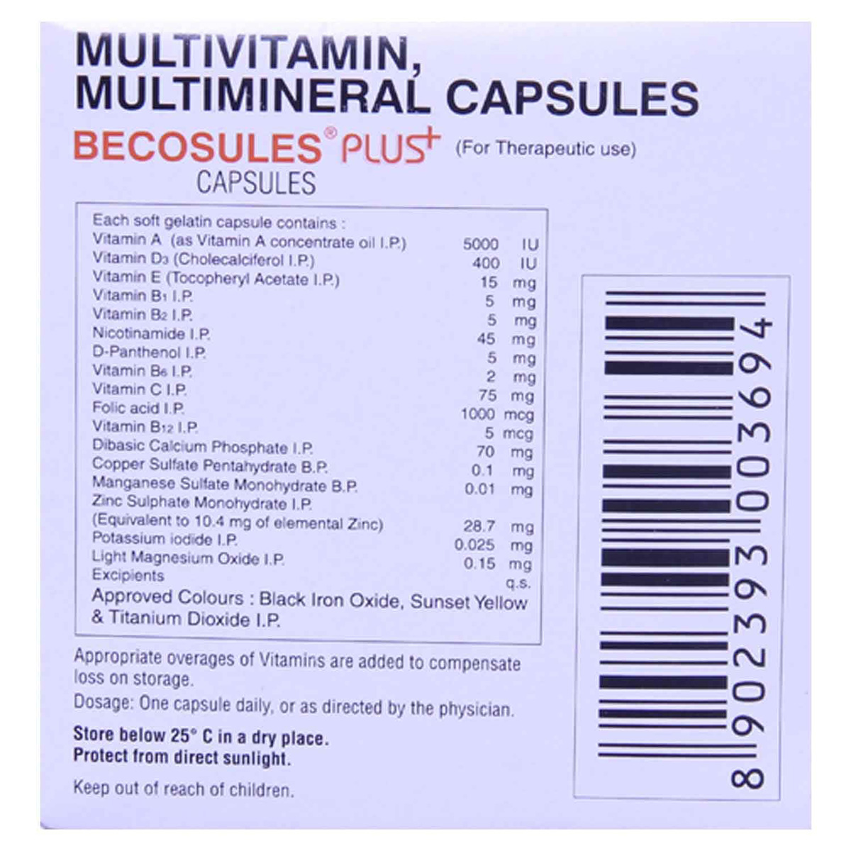 Becosules Plus Capsule 30's Becosules Plus Capsule 30's