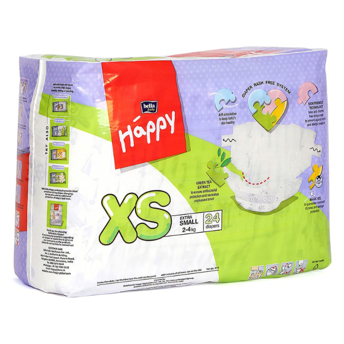 Bella Baby Happy Diapers XS, 24 Count, Pack of 1 Bella Baby Happy Diapers XS, 24 Count, Pack of 1