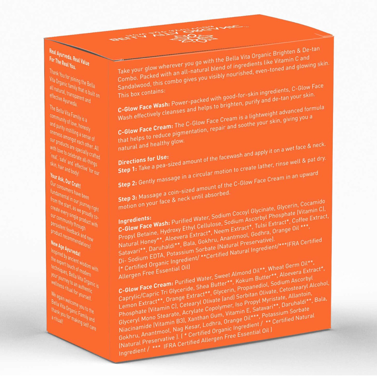 Bella Vita Organic Vitamin C Brighten & De-Tan Combo (Face Wash 100 ml+Face Cream 50 ml), 1 Kit, Pack of 1 Bella Vita Organic Vitamin C Brighten & De-Tan Combo (Face Wash 100 ml+Face Cream 50 ml), 1 Kit, Pack of 1