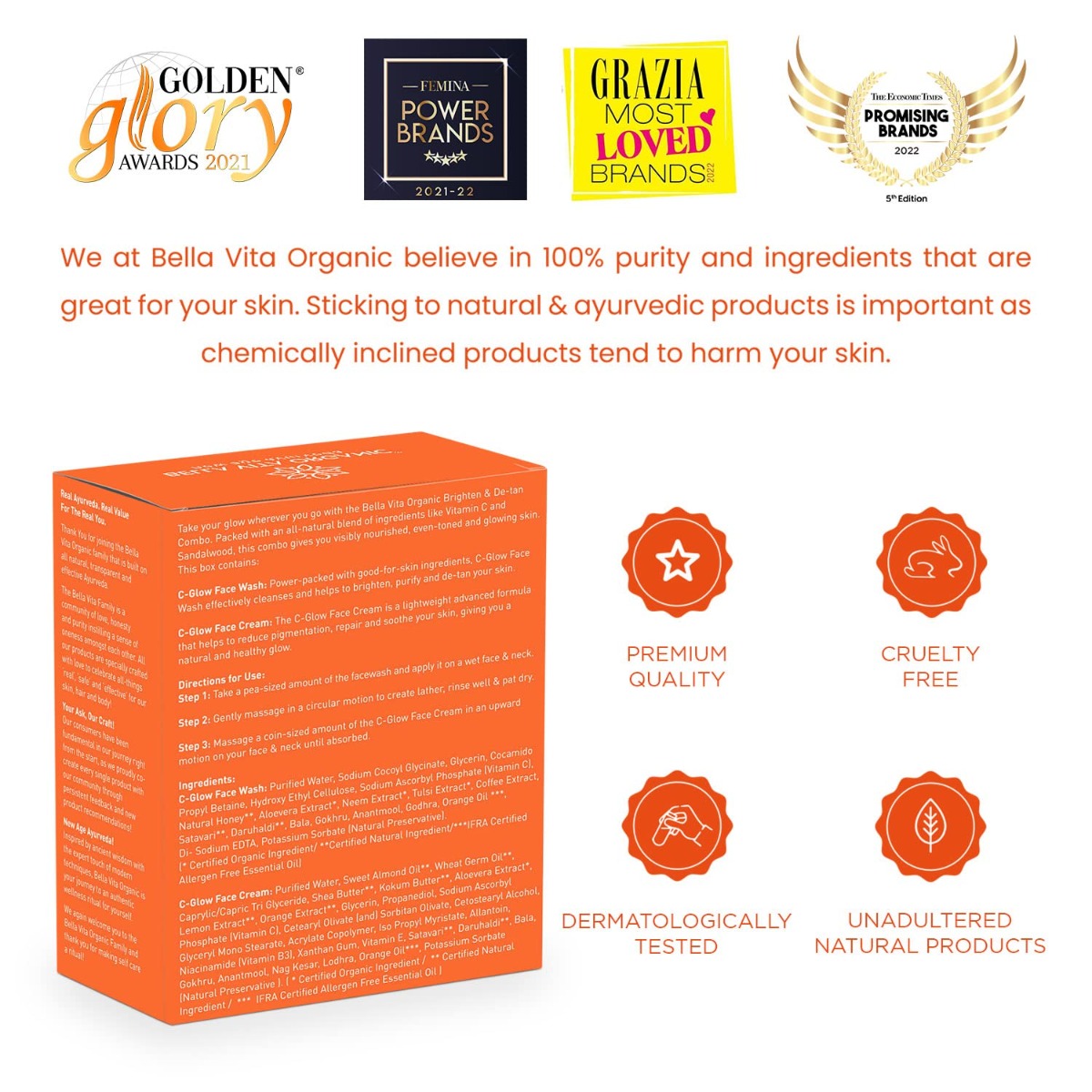 Bella Vita Organic Vitamin C Brighten & De-Tan Combo (Face Wash 100 ml+Face Cream 50 ml), 1 Kit, Pack of 1 Bella Vita Organic Vitamin C Brighten & De-Tan Combo (Face Wash 100 ml+Face Cream 50 ml), 1 Kit, Pack of 1