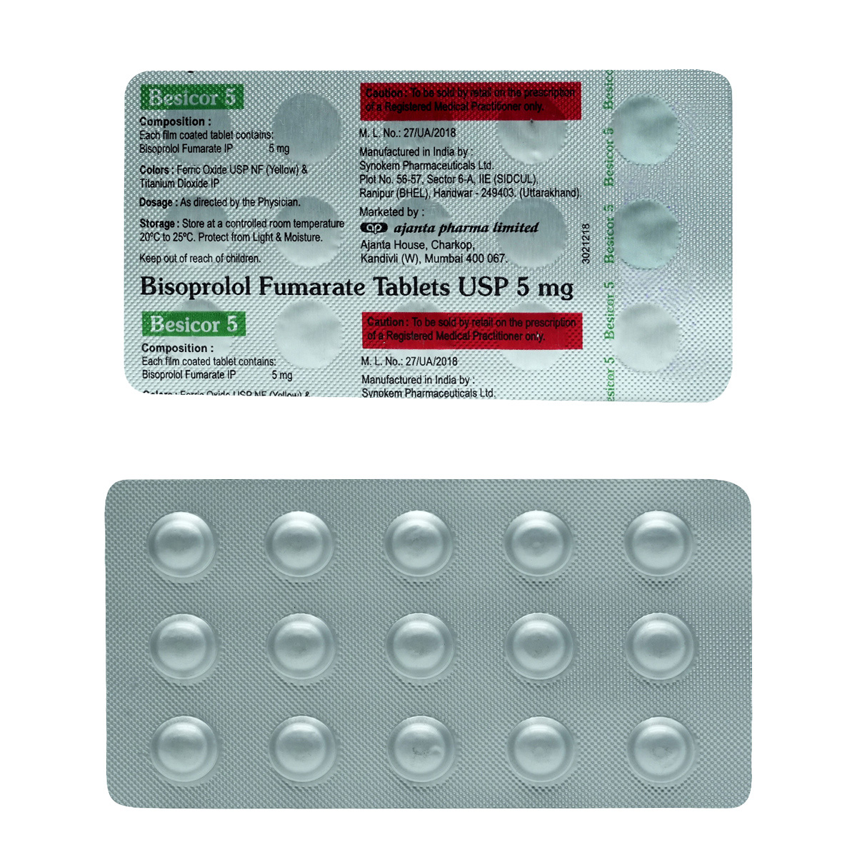 Besicor 5 mg Tablet 15's, Pack of 15 TABLETS Besicor 5 mg Tablet 15's, Pack of 15 TABLETS