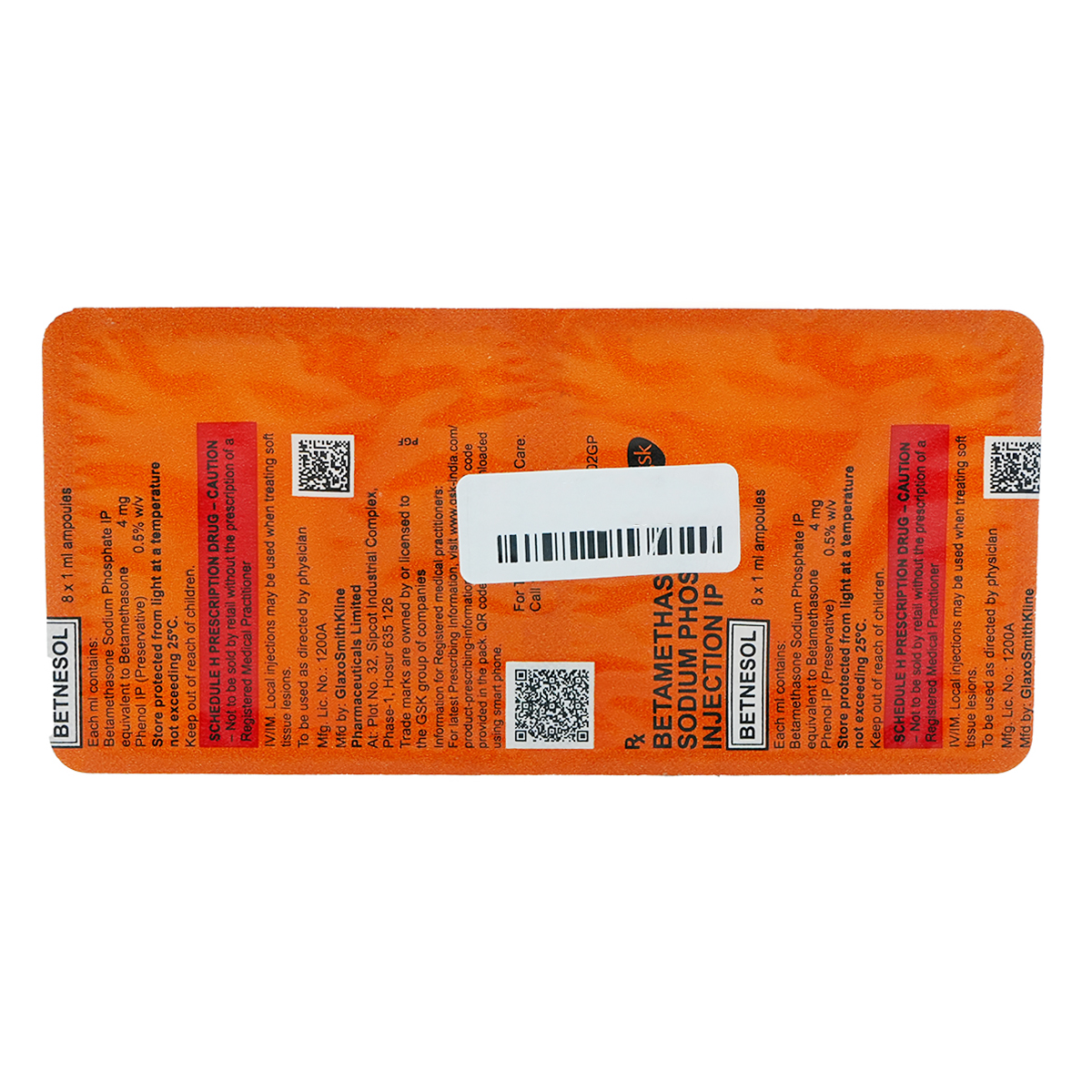 Betnesol 4mg Injection 8X1 ml, Pack of 8 InjectionS Betnesol 4mg Injection 8X1 ml, Pack of 8 InjectionS