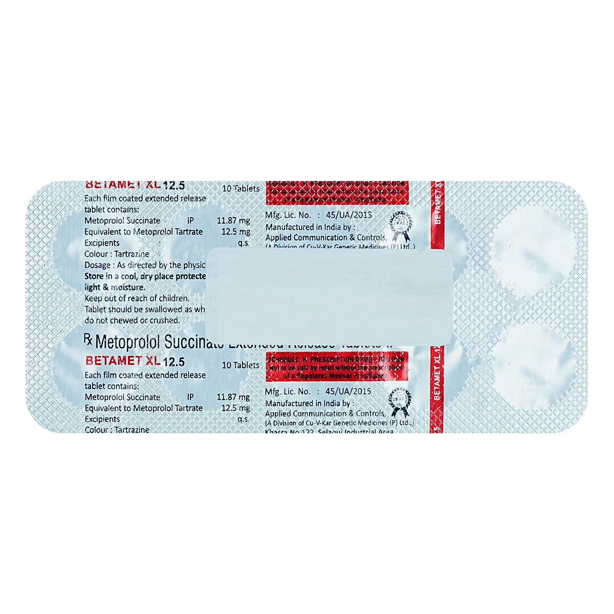 Betamet XL 12.5 mg Tablet 10's, Pack of 10 TABLETS Betamet XL 12.5 mg Tablet 10's, Pack of 10 TABLETS