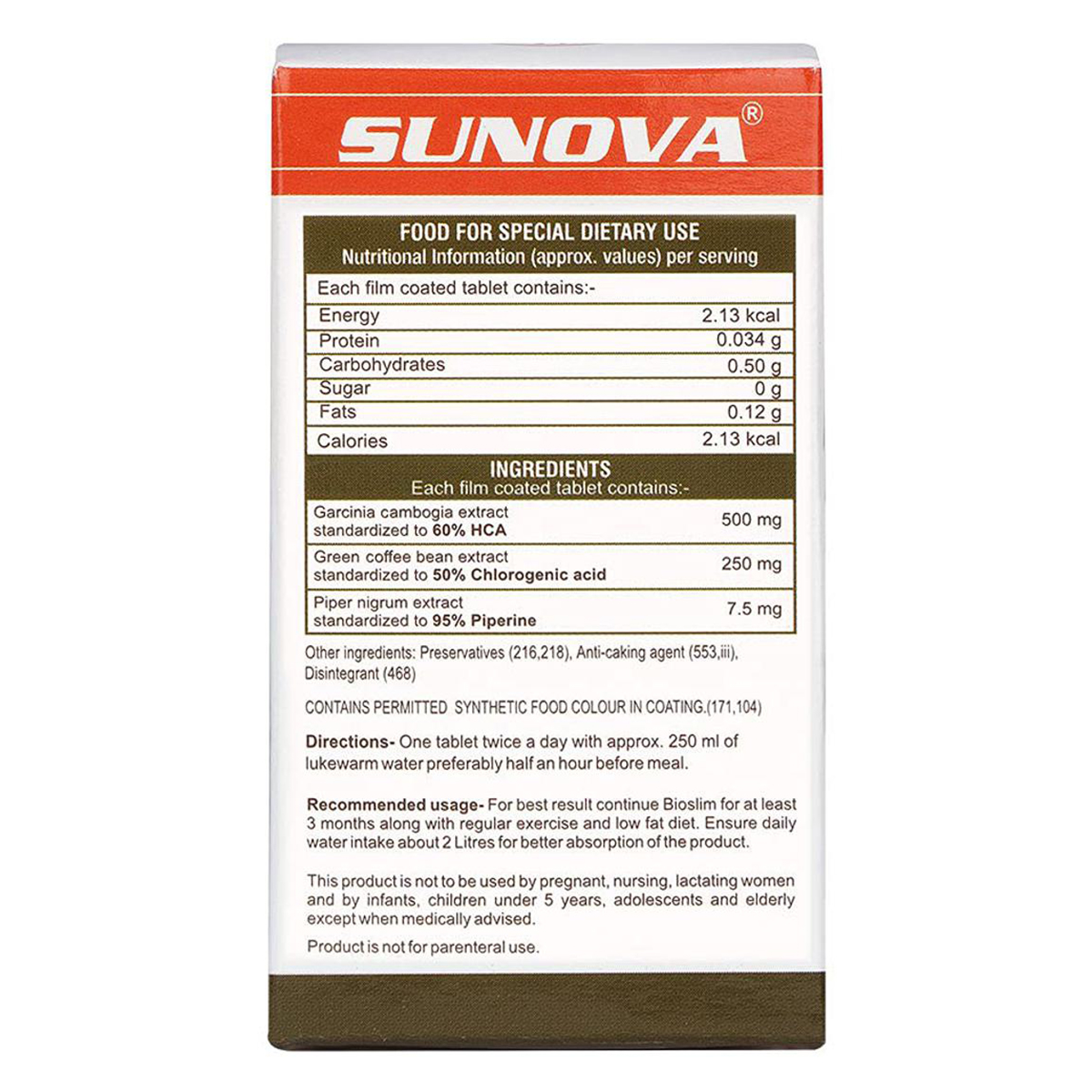 Sunova Bioslim, 60 Tablets, Pack of 1 Sunova Bioslim, 60 Tablets, Pack of 1