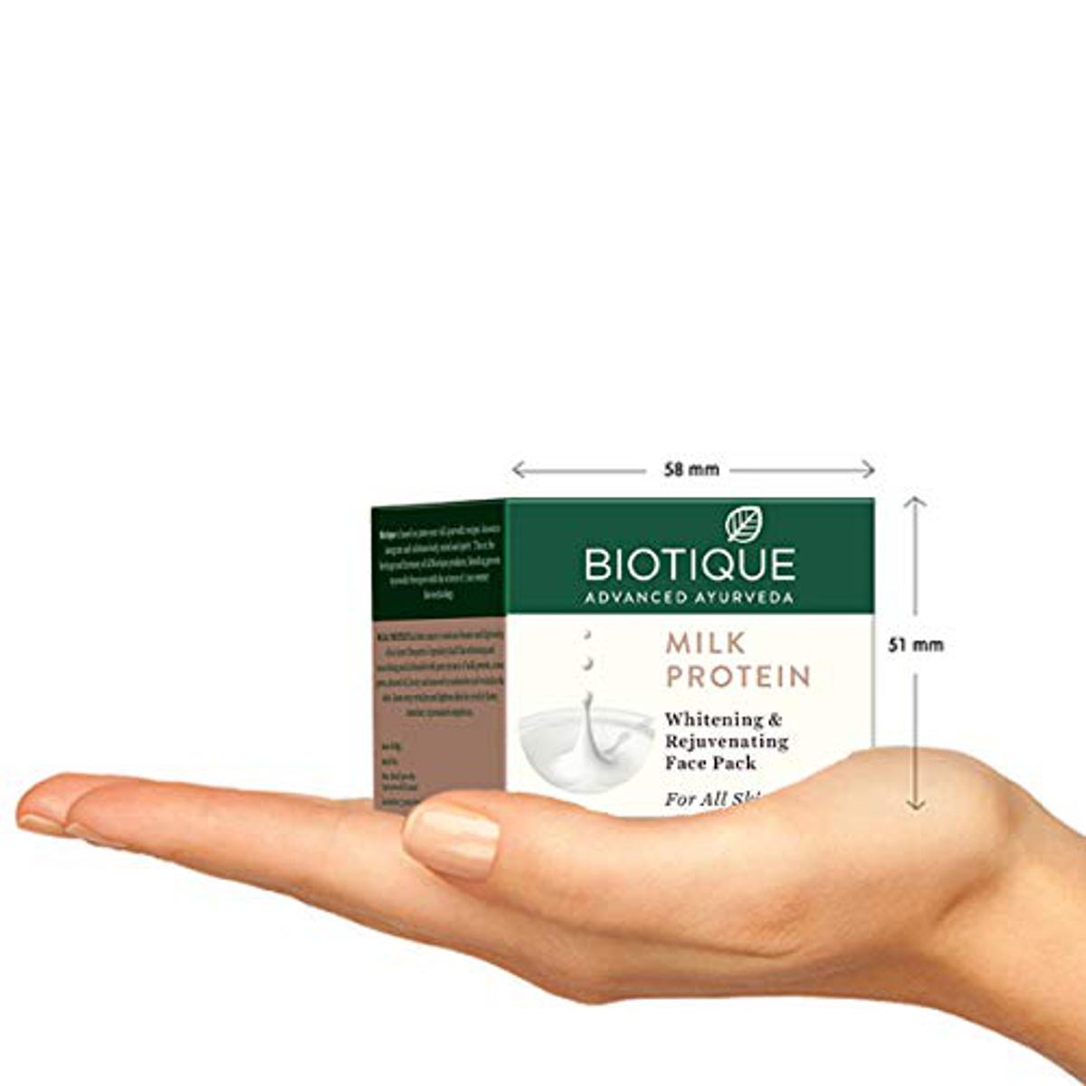 Biotique Bio Milk Protein Whitening & Rejuvenating Face Pack 50 gm | Milk Protein, Wheatgerm, Almond Oil, Honey & Seaweed | Lightens Skin | Moisturise & Rejuvenates Skin | 100% Botanical Extracts | For All Skin Type, Pack of 1 Biotique Bio Milk Protein Whitening & Rejuvenating Face Pack 50 gm | Milk Protein, Wheatgerm, Almond Oil, Honey & Seaweed | Lightens Skin | Moisturise & Rejuvenates Skin | 100% Botanical Extracts | For All Skin Type, Pack of 1