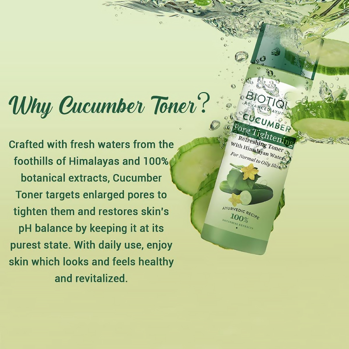 Biotique Cucumber Pore Tightening Refreshing Toner 120 ml | Cucumber, Himalayan Water | Helps In Pore Tightening | Reduces Dark Spots | Prevents Pimples | 100% Botanical Extracts | For Normal To Oily Skin, Pack of 1 Biotique Cucumber Pore Tightening Refreshing Toner 120 ml | Cucumber, Himalayan Water | Helps In Pore Tightening | Reduces Dark Spots | Prevents Pimples | 100% Botanical Extracts | For Normal To Oily Skin, Pack of 1