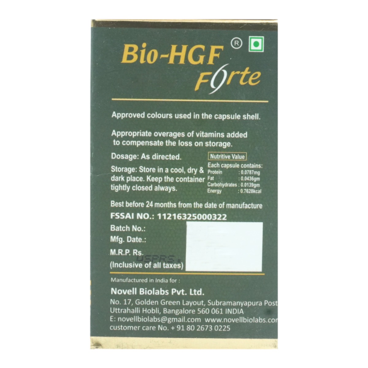 Bio-HGF Forte Capsule 30's, Pack of 1 Bio-HGF Forte Capsule 30's, Pack of 1