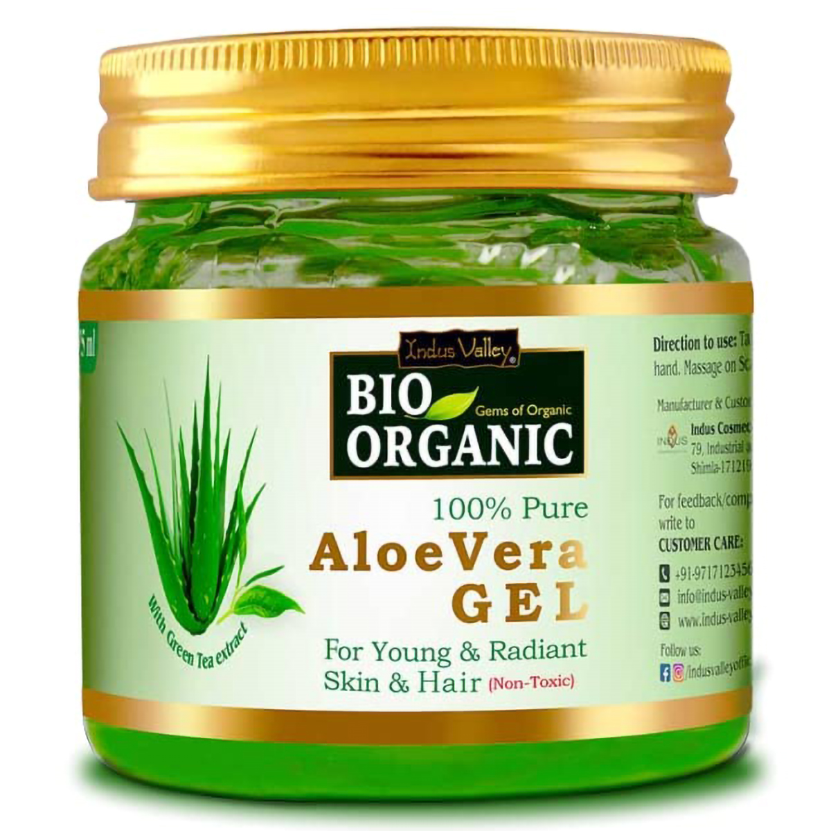 Indus Valley Bio Organic 100% Pure Aloe Vera Gel, 175 ml, Pack of 1 Indus Valley Bio Organic 100% Pure Aloe Vera Gel, 175 ml, Pack of 1