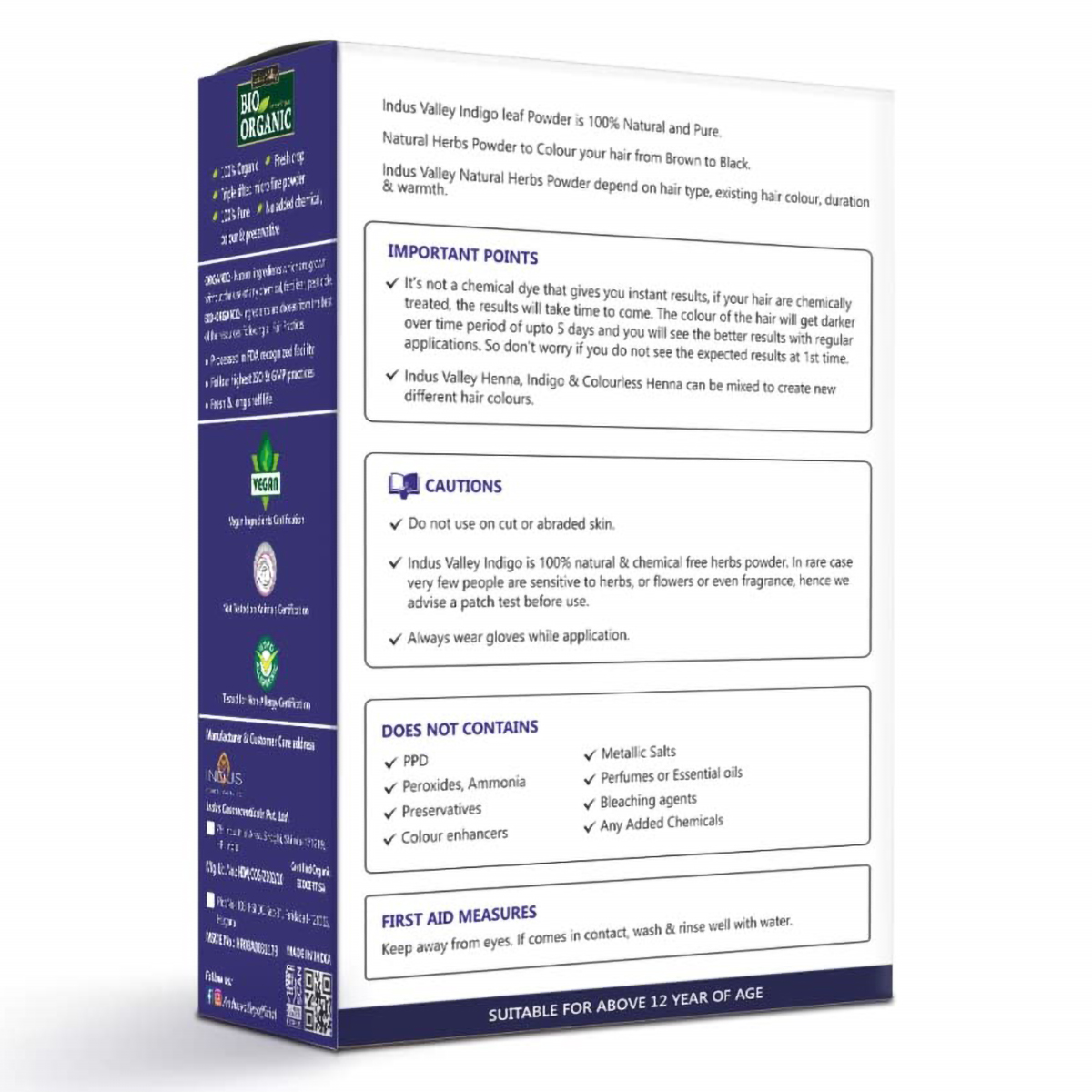 Indus Valley Bio Organic Indigo Leaf Powder, 100 gm, Pack of 1 Indus Valley Bio Organic Indigo Leaf Powder, 100 gm, Pack of 1