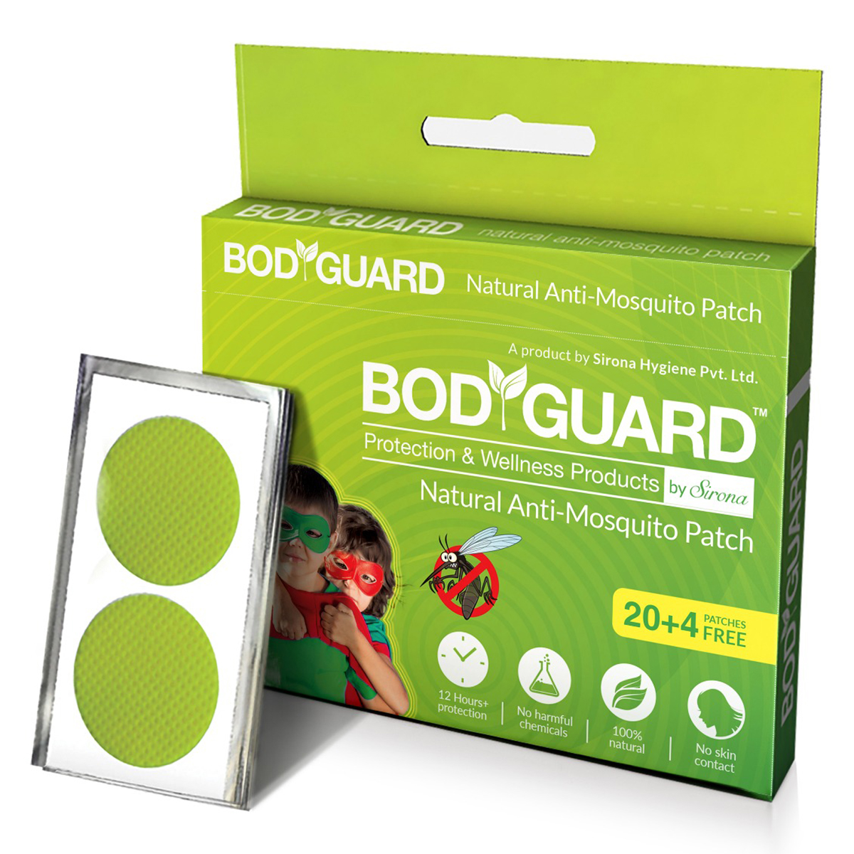 Bodyguard Premium Natural Anti-Mosquito Patches, 24 Count (20 + 4 Free), Pack of 1